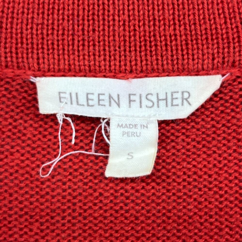 EILEEN FISHER Sweater S Organic Cotton Snap Front Drawstring Cardigan Orange - Picture 5 of 10
